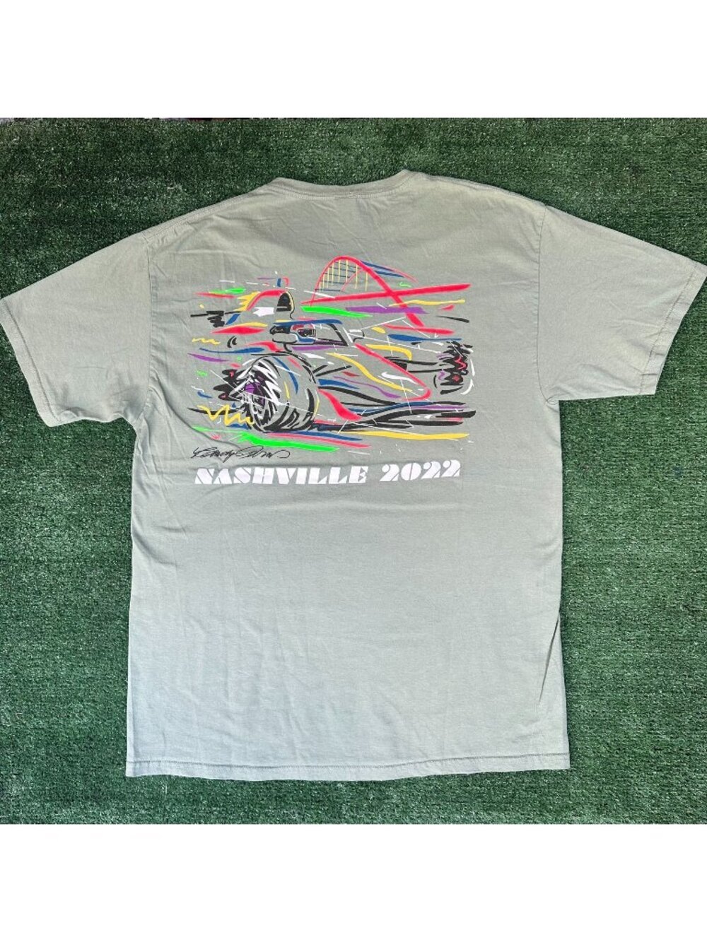 Nashville Music City Grand Prix 2022 Indy Car T-Shirt Abstract Racing Colorful L
